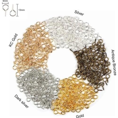 Small screw eye pin hooks for DIY crafts of jewelry making, 1.0X4X8mm/1.0X4X10mm