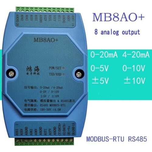 MB8AO+ 4-20mA / 0-5V / 0-10V / ± 5V / ± 10V 8-channel analog output module RS485 MODBUS