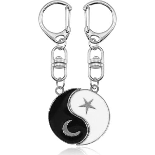 Fashion Yin Yang Tai Chi Keychain Men And Women Gossip Best Friends Keychain And Pendant BFF Couple Jewelry Gift 2020 New