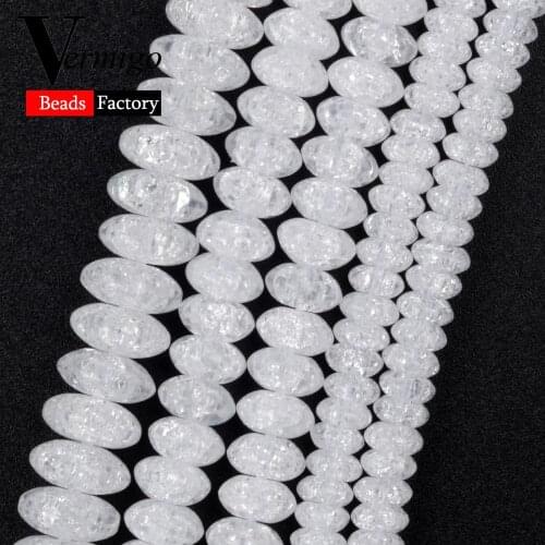 Natural Mineral Stone White Snow Cracked Crystal Abacus Beads For Jewelry Making 4*6/5*8/6*9mm Loose Beads Diy Bracelets 15"