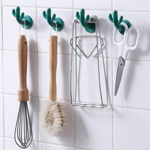 Nordic Wall Decoration Hooks Cactus Shape Drill Free Adhesive Hangers for Haning Watches Towels Brushes Kitchen Bathroom Holder
