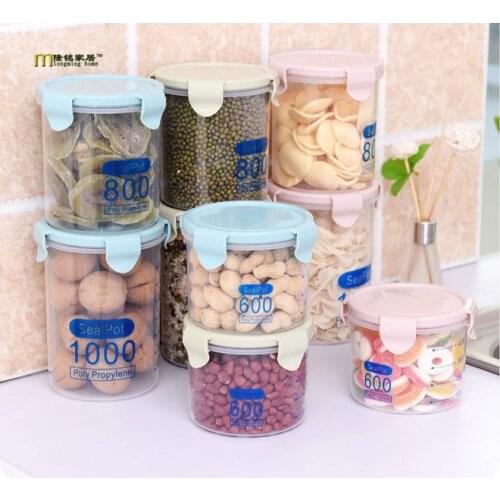 1PC Plastic Jar With Lid Scale Storage Box Organizer Canister Ice Cream Cookie Tea Coffee Sealed Jar Can Spice Bottle LF 057