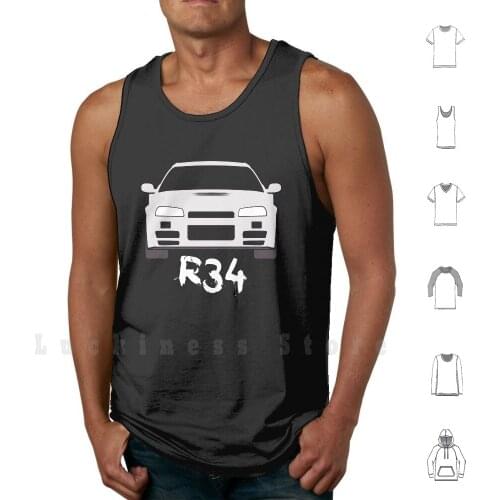 R34 Gtr tank tops vest sleeveless Nissan Skyline R34 R33 R32 Gtr Street Race Racing Super Car Drift Fast