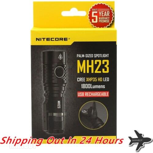 Sale 2020 NITECORE MH23 Rechargeable torch 1800Lumen CREE XHP35 HD LED Waterproof Flashlight Without 18650 Battery Free Shipping