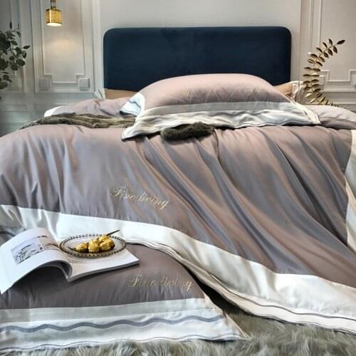Luxury 100S Egyptian cotton Royal Bedding sets Queen King Wedding Duvet cover Bed sheet set Pillowcases 4pcs Solid red pink grey