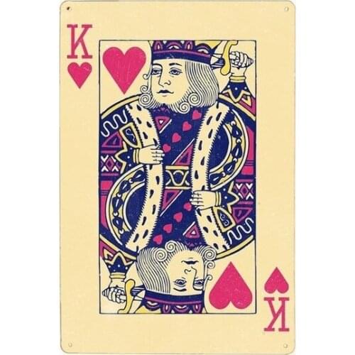 Retro Poker Metal Signs Casino Decoration Plaque Metal Vintage Pub Game Room Cafe Wall Decoration Home Decor 20x30cm