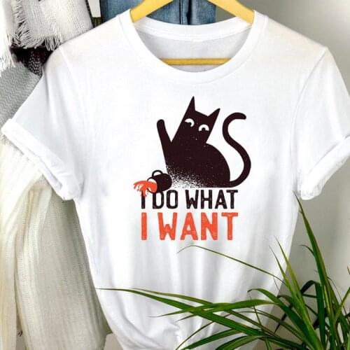 Women Autumn Cat Funny Animal Coffee Halloween Fall Thanksgiving Clothing Cartoon Print Tshirt Female Tee Top Graphic T-shirt