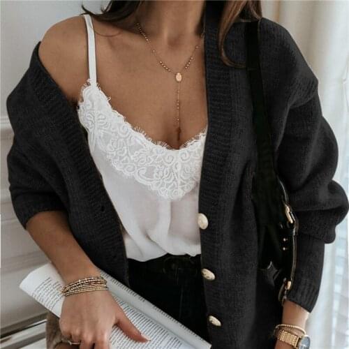 Women Cardigan Knitted Sweater Autumn Winter Long Sleeve V Neck Jumper Cardigans Casual Streetwear Fashion Solid Sweater Coats
