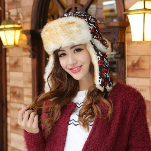 Winter Bomber Hat For Women Men Thicken Earflap Trapper Hat Outdoor Faux Fur Russian Hats Warm Cap Unisex Letters Bomber Hats