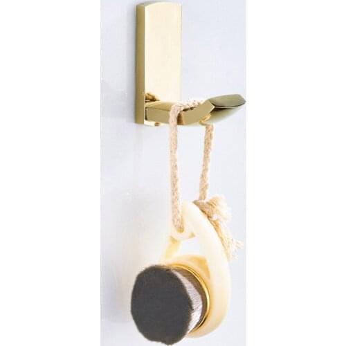 1Pcs Gold Color Brass Wall Mounted Single Robe Hook Coat Hat Towel Hook Hanger Bathroom Accessory aba849