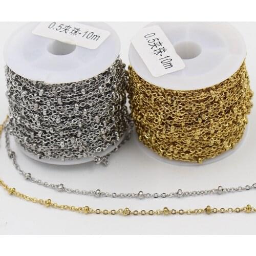 10M/Piece 2mm Width Clip beads stainless steel Cross chain for DIY Necklaces Bracelets Jewelry Making Accessories
