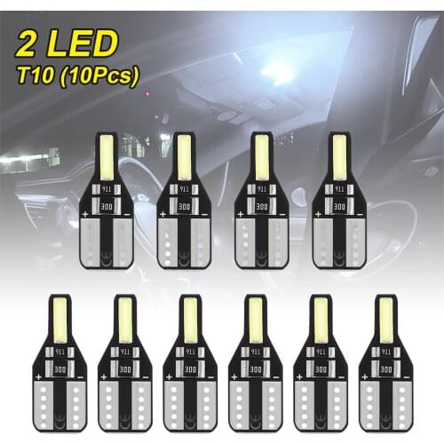 10pcs T10 W5W Led Bulbs 168 194 6000K White Car Interior Lights Signal Lamp Dome Reading Light for Cars SUV Automobile