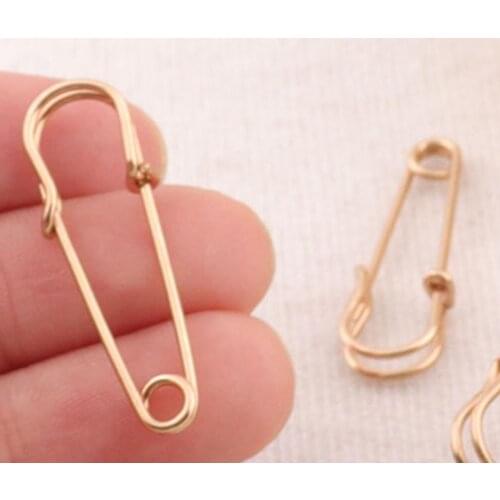 100 PCS Metal Gold Safety Pin,Brooch Stitch Markers Brooch,jewelry tag Bar Safety Pins Fasteners jewelry finding-30MM