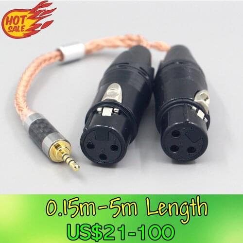 LN007723 16 Core 99% 7N OCC Copper Earphone Cable For 3.5m 2.5mm 4.4mm 6.5mm To Dual XLR 3 pole Female Cable