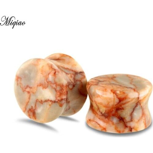 Miqiao 2pcs Hot New Product Natural Stone Horn Ear Expander Stone Ear Expander 6mm-16mm Human Body Piercing Jewelry