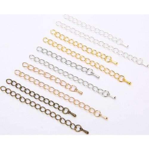 20pcs 50mm 70mm Silver/Gold Tone Extended Extension Tail Chain Connector For Necklace Making DIY Accessories Jewelry Supplies