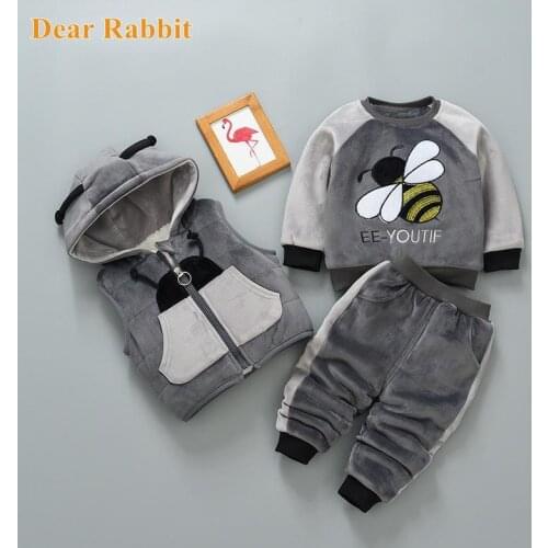 2021 Winter newborn infant boys girls baby clothes velvet pullover sweatshirt vest jacket pants outfits sport bee clothing sets