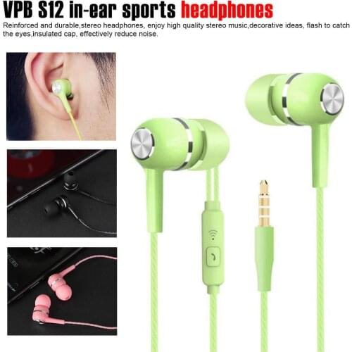 3.5mm VPB S12 Sport Earphone Wired headphone Super Bass Crack Colorful Headset Earbud with Microphone Hands Free for Samsung