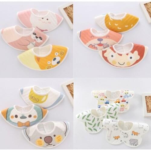 3 Pc Adjustable Waterproof Cartoon Baby Bibs 360 Degree Rotation Newborn Burp Cloths Soft Cotton Thicken Boys Girls Saliva Towel