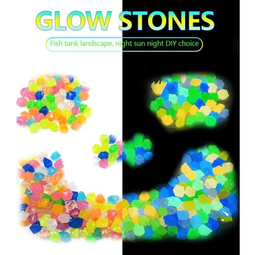 300pcs Luminous Stone Glow In Dark Garden Pebbles Glow Stones for Outdoor Lawn Walkways Home Decoration Fish Tank Aquarium Rocks