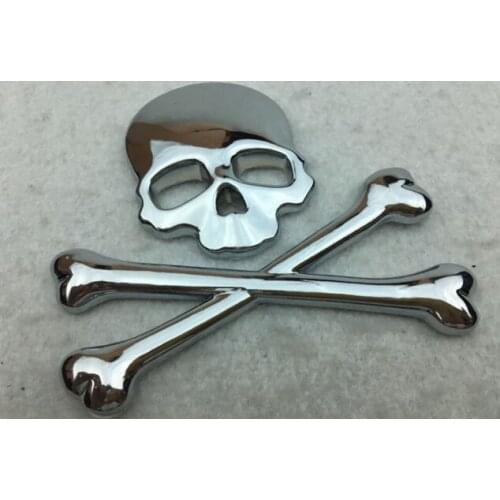 3D Chrome Metal Skull Skeleton Cross Car Trunk Rear Emblems Badge Decal Sticker
