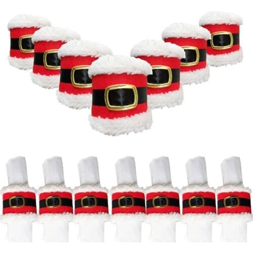4pcs New Year Christmas Santa Claus Belt Cloth Napkin Rings Holder Table Napkin Holders Banquet Home Dinner Christmas Decor