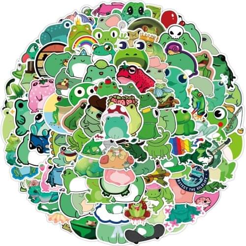50/100pcs Cartoon Animal Interesting Frog Graffiti Stickers for Skateboard Helmet Bicycle Computer Notebook Car Kids Toy Decal