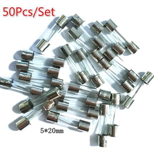 50pcs/lot 0.2A 0.5A 1A 2A 3A 5A 6A 8A 10A 15A /250V New Slow Blow Glass Tube Fuse 5mm x 20mm