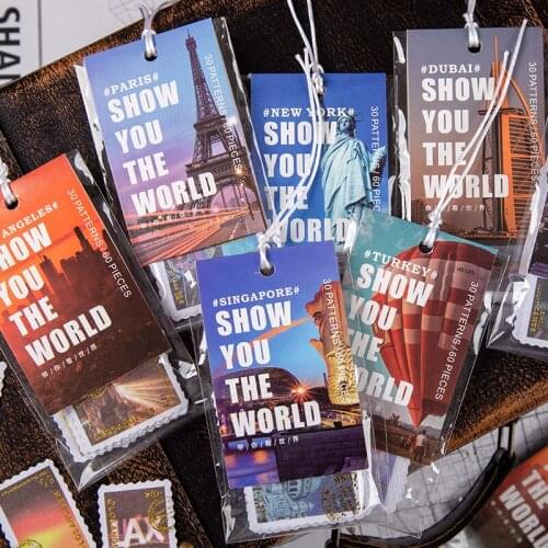 60 pcs/pack Travel around the world Decorative gold Stickers Scrapbooking diy Stick Label Diary Stationery Album Stamp Sticker
