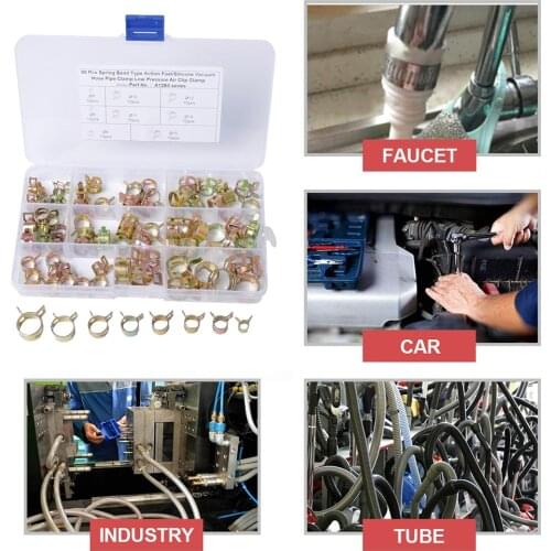 80x Spring Clip Hose Vacuum Line Silicone Pipe Tube Clamp Fastener 6-15mm