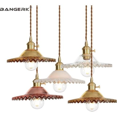American Copper Glass Pendant Lights Loft Decor Vintage Industrial Knob Switch Hanging Lamp Dining Room Home Lighting Luminaire