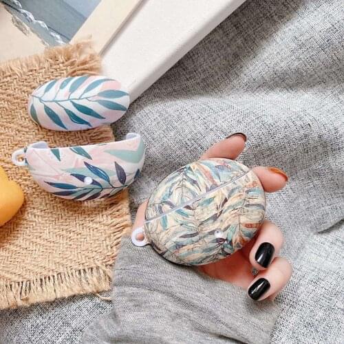 For Huawei FreeBuds 4i Earphone Case Flower Scales Leaves Matte Earphones Cover for Huawei FreeBuds 4i Hard PC Shell with Hook