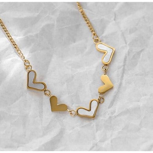 Stainless steel choker multiple Heart love necklaces for women gold snake chain shell necklace jewelry