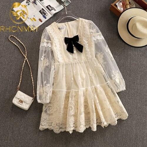 Elegant 2021 Summer Womens Dress Casual Bow Collar Lace Mesh Puff Sleeve Solid Apricot Sweet A-line Above Mini Dress