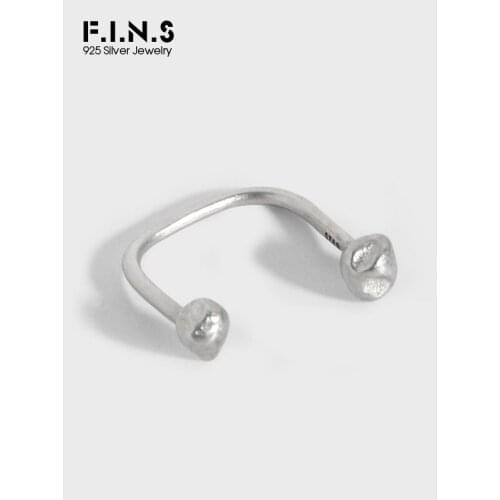F.I.N.S Minimalist Korean INS Design Irregular U-Shaped S925 Sterling Silver Index Finger Ring Open Adjustable Bead Ball Rings