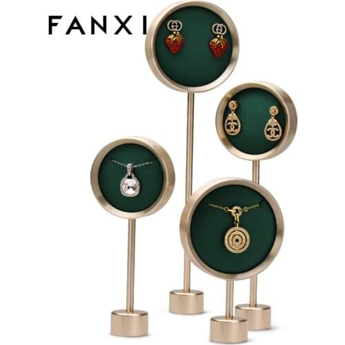 FANXI Newest Green Jewelry Metal Earring Pendant Display Holder Octagonal Shape Showing Stand Organizer for Jewelry