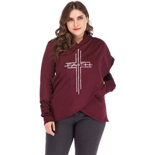 Faith Print Hoodies Sweatshirts Women Autumn Winter Warm Long Sleeve Oversized Pullovers Female Fashion Casual Hoody Tops