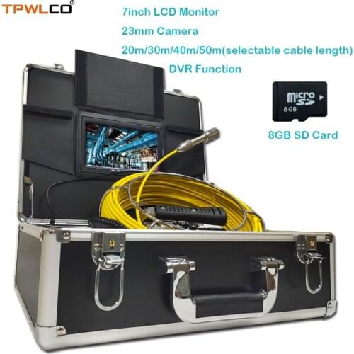 20-50m Cable 7" Color Display Pipeline Industrial Endoscope Camera 23mm Waterproof Len DVR For Inspection Camera System