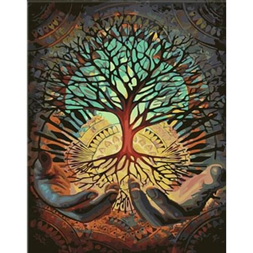 Holding A New Tree Scenery Painting By Numbers Hand Painted Oil Painting Adult Child Picture Colouring Home Decor Unique Gift