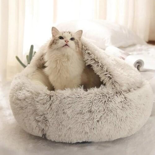 Round dog cushion Cat Bed Round Plush Warm Soft Pet Bed Soft Long Plush For Small Dogs Cats Nest Cat Bed Puppy Sleeping Bag