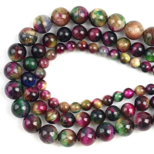 15''6/8/10mm Natural Stone Multicolor Tiger Eye Round Loose Beads For DIY Jewelry Making Bracelet Charms Accessories