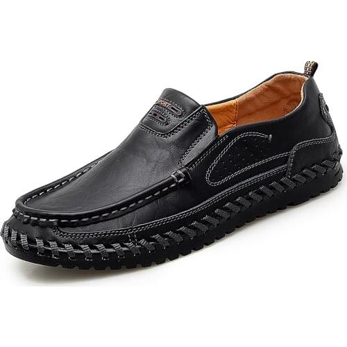 Men Loafers Shoes Soft genuine Leather Sneakers Male Casual Slip-On Shoes handmade Lightweight Driving Shoes big size 38-48
