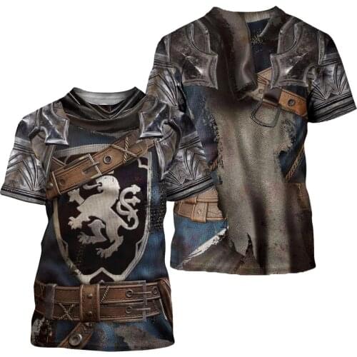 3D Printed Chainmail Knight Armor Men t shirt Knights Templar Fashion Short sleeve shirt summer hip hop Unisex tshirt