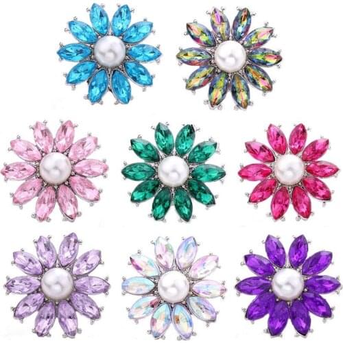 2020 New Snap Jewelry 5pcs/lot Mixed flower 18mm Metal Snap Buttons Snap Button Jewelry DIY fit 18mm Snap Button bracelets