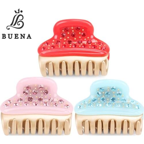 New Fluorescence Color France Hair Claws Cute Girls Hair Clips Shiny Rhinestones Acetate Hair Claw Clips