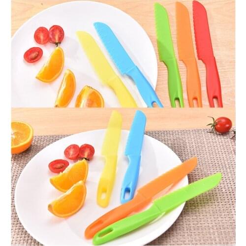 Very safe bread lettuce kitchen knife kids chef toddler cooking knife plastic fruit knife safe kids paring knife serrated knife