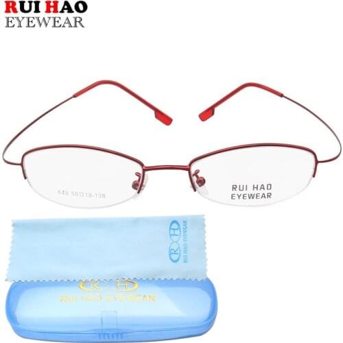 Super Light Eyeglasses Frame Leisure Glasses Frame Women Half Rimless Optical Spectacles 4 Color Rui Hao Eyewear Brand 634