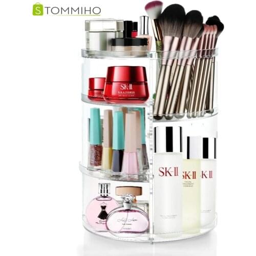 STOMMIHO Makeup Organizer 360 Degree Rotating DIY Adjustable Cosmetic Organizer Bathroom Makeup Carousel Spinning Holder Rack
