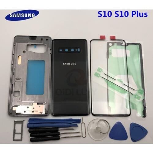 Original Full Housing Case Back Cover Glass Middle Frame for Samsung Galaxy S10 Plus G975 G975F S10 G973 G973F Complete Parts