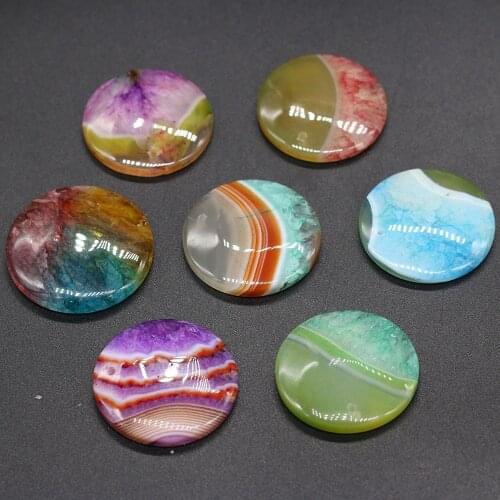 Charm Natural Stone Stripe Agates Pendant Disc Shape Quartz Pendants For Jewelry Making DIY Necklace Accessories Size 38x38mm
